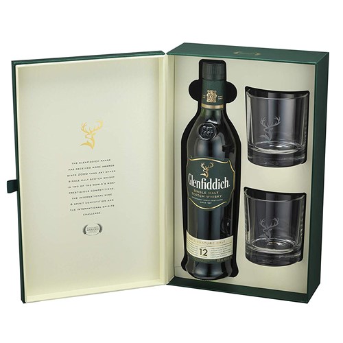 Glenfiddich 12 Year Old Whisky Two Glass Gift Pack 70cl
